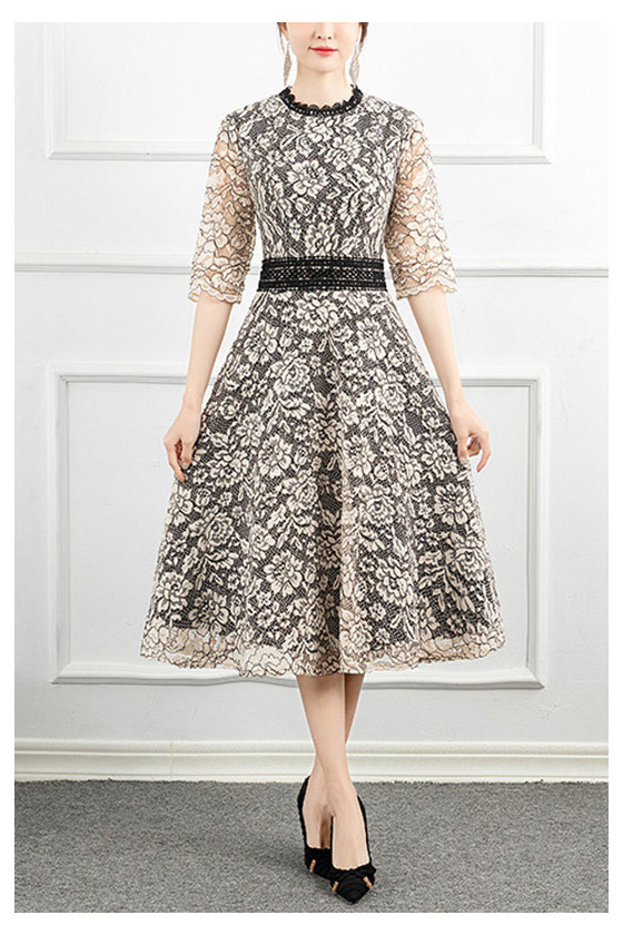 party semi formal dress for women Semi-Formal Midi Party Dress with Short Sleeves Black / 12