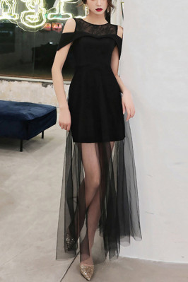 Black Tulle Sheath Party...