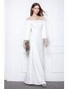 White Off The Shoulder Long Formal Dress With Butterfly Sleeves