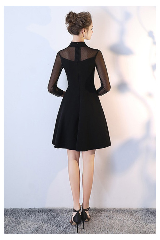 long sleeve skater homecoming dress Sky Blue Mid Length Prom Dresses Long Sleeve Shiny Homecoming Dress ARD1463 main image 0