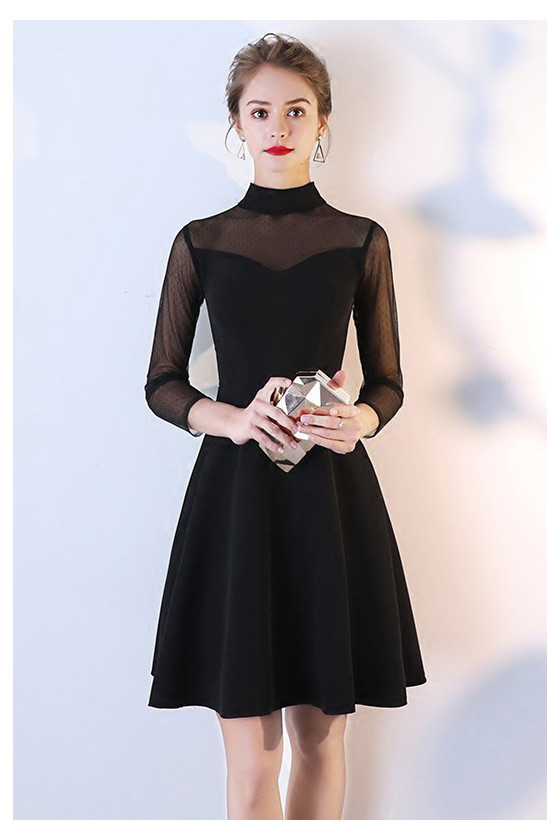 Little Black Short Homecoming Dress Retro With High Neck