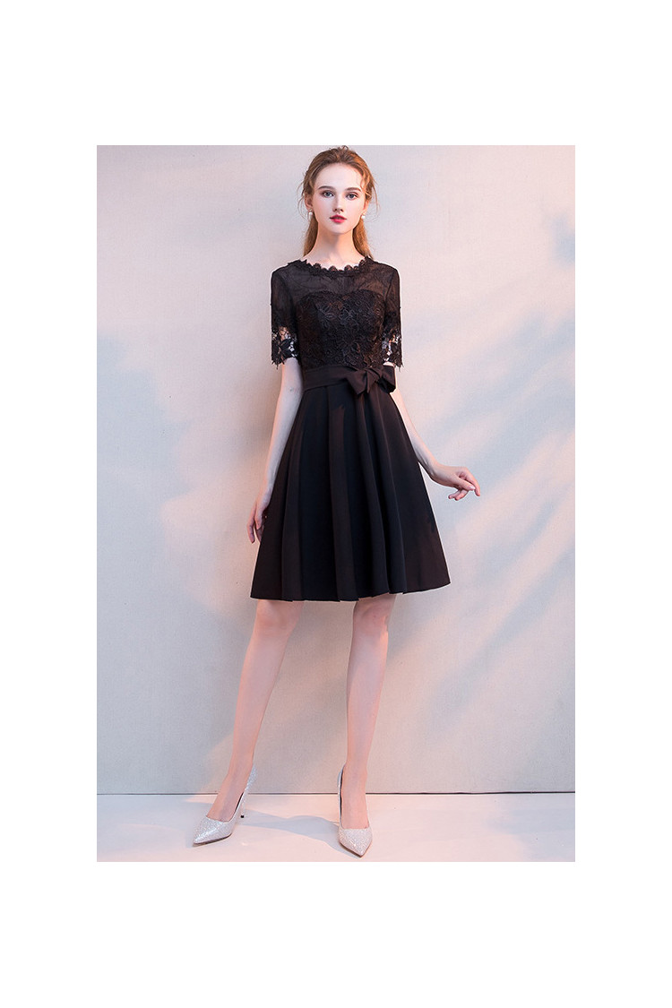 Little Black Aline Homecoming Party Dress With Bow Knot Sash - $59.4792 ...