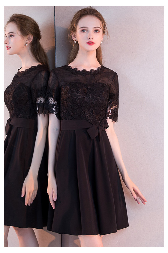 Little Black Aline Homecoming Party Dress With Bow Knot Sash - $59.4792 ...