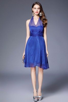 Navy Blue V-neck 3/4 Sleeve High Stretch Short Casual Dress - $31.96 # ...