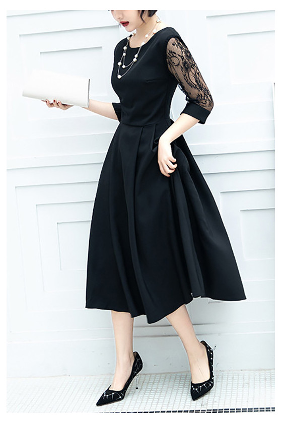 open lace back dress Elegant Janelle Midi Dress in Black - Perfect for Any Occasion main image 1