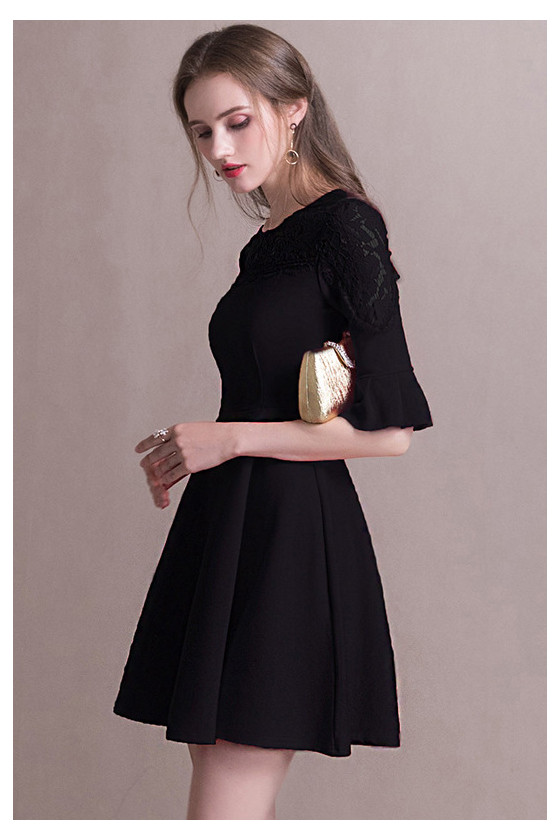 Modest Little Black Short Homecoming Dress With Sleeves - $59.4792 # ...