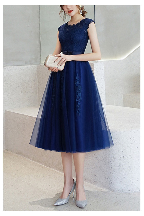 Navy midi lace dress hotsell