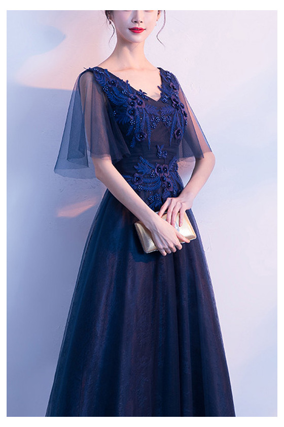 green emerald velvet dress Plus Size Tulle Blue Sexy Deep V-Neck Evening Dress Long Sleeve Chiffon  Wedding Party Maxi Prom Cocktail Dress Navy Blue S at Amazon Women's  Clothing store