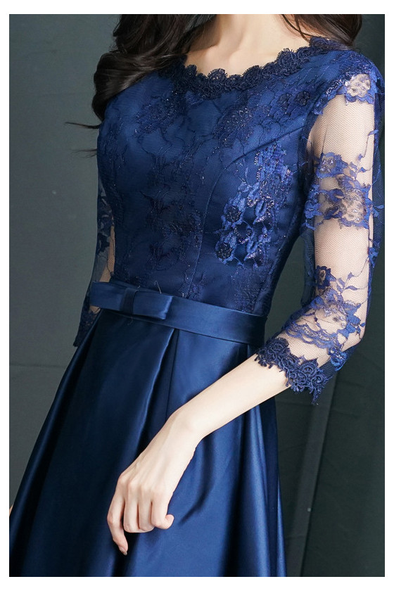 navy blue silk homecoming dress Zapakasa Women Sparkly Navy Homecoming Dress with Lace Strapless Bodycon  Ruched Cocktail Dress with Slit main image 1