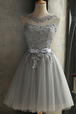 Grey Lace Short Tulle...