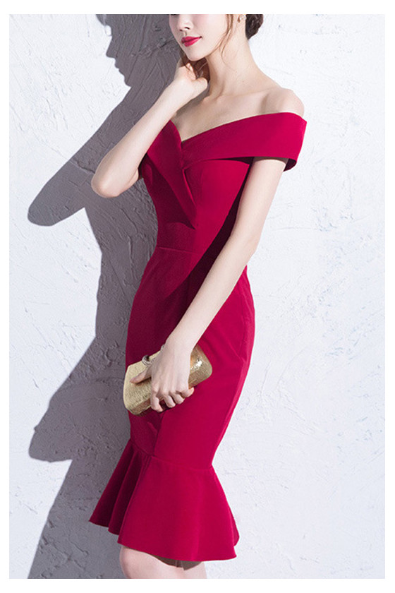 Tight Fitted Mermaid Short Homecoming Dress Off Shoulder Straps - $53.4816  #S1750 - SheProm.com
