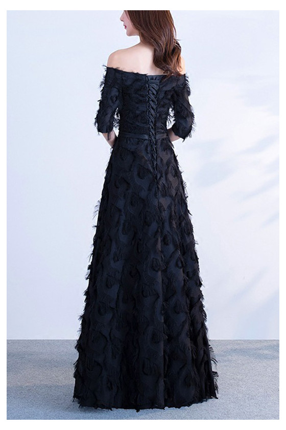 Gorgeous Off Shoulder Long Black Evening Party Dress With Sleeves - $91 ...