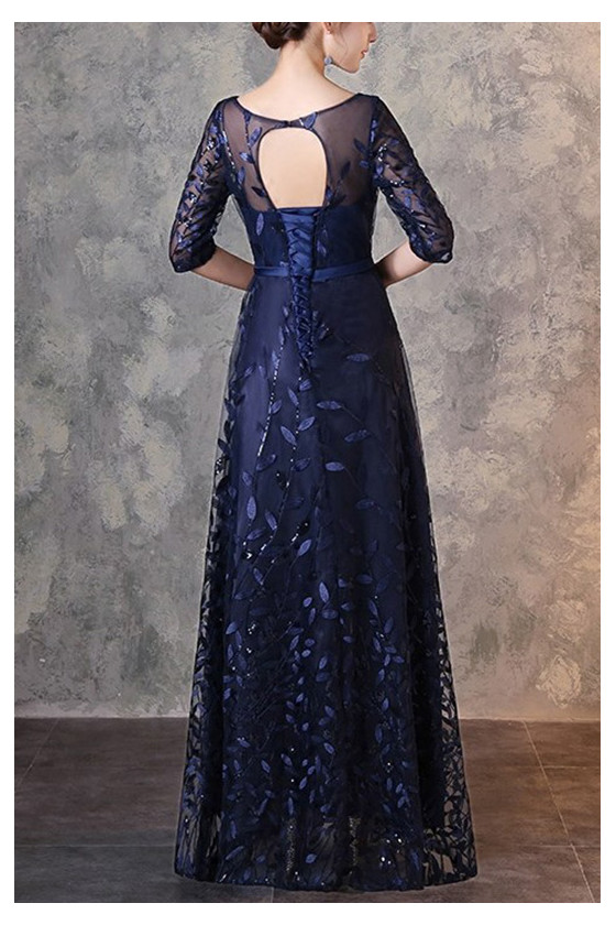 Navy Blue Elegant Long Formal Party Dress With Keyhole Back - $85.4784 ...