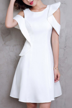 Ace One-Shoulder White Graduation Dress - PromGirl