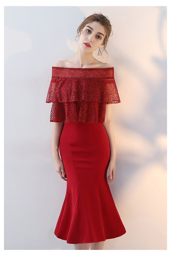 Gorgeous Tight Fitted Knee Length Party Dress Off Shoulder - $65.4768  #S1770 - SheProm.com