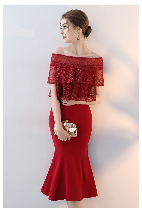 Gorgeous Tight Fitted Knee Length Party Dress Off Shoulder - $65.4768  #S1770 - SheProm.com