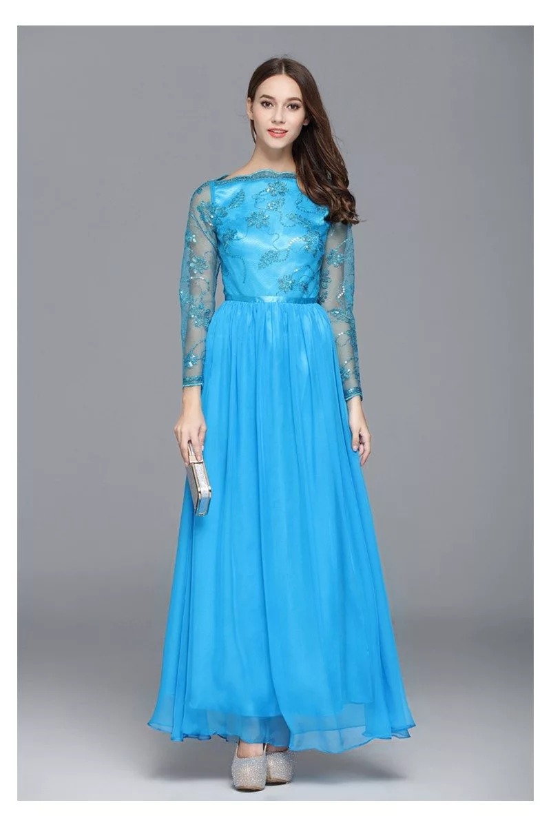 Sequined Long Sleeve Party Dress - $75 #CK577 - SheProm.com