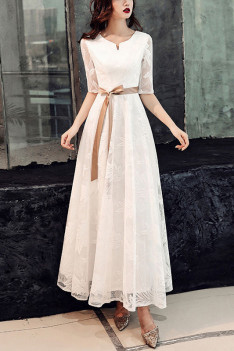 Lace Long Maxi Wedding Guest Dress With Sleeves - $75.4776 #S1501 ...
