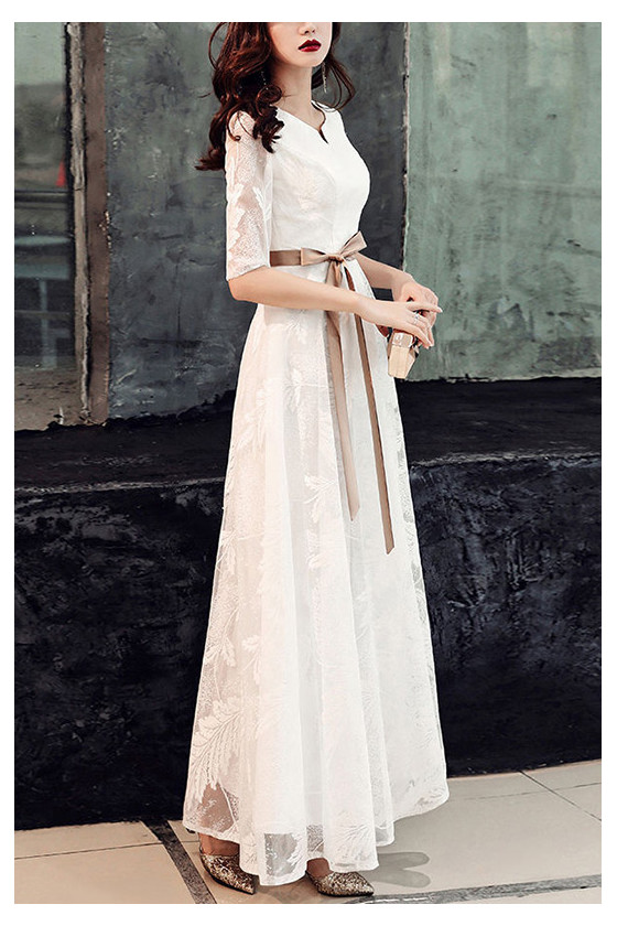 Lace Long Maxi Wedding Guest Dress With Sleeves - $75.4776 #S1501 ...