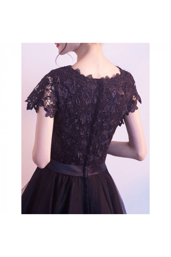 black homecoming dress with bow Cute Rhinestone Beaded Chiffon Short Black Homecoming Dresses, CM492 –  SposaBridal