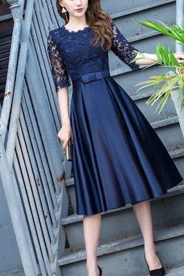 Navy Blue Lace And Satin...