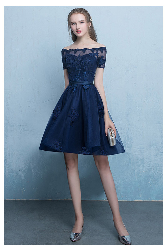 Round Neck Long Sleeves Cheap Short Homecoming Dresses with Appliques, QB0216
