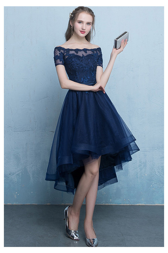 Cute Appliques Cheap Homecoming Dress With Off Shoulder Sleeves