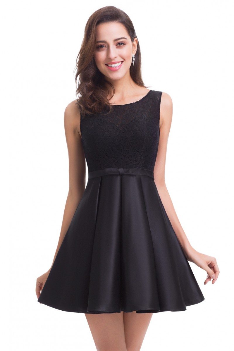 Black Round Neck Fit and Flare Party Dress - $55.46 #EP05777BK ...