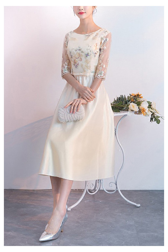 champagne color dress for wedding guest