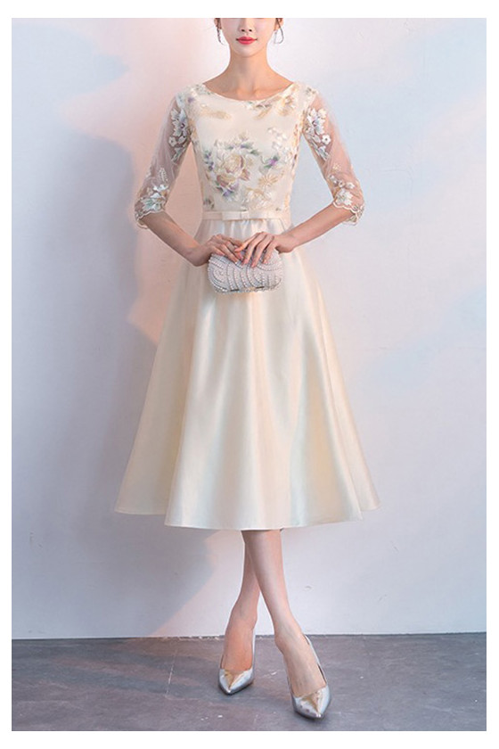 Embroidered wedding clearance guest dress