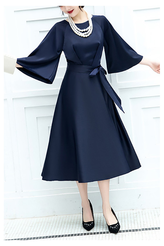 semi formal wedding guest dress long sleeve blue sweetheart chiffon lace short prom dress blue homecoming dress –  shdress