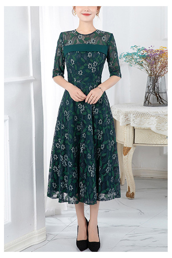 Modest Summer Floral Midi Wedding Guest Dress With Sleeves - $74.4768 # ...