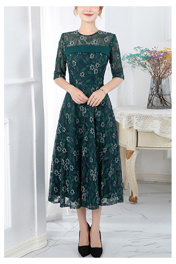 Modest Summer Floral Midi Wedding Guest Dress With Sleeves 74 4768 S1539 SheProm