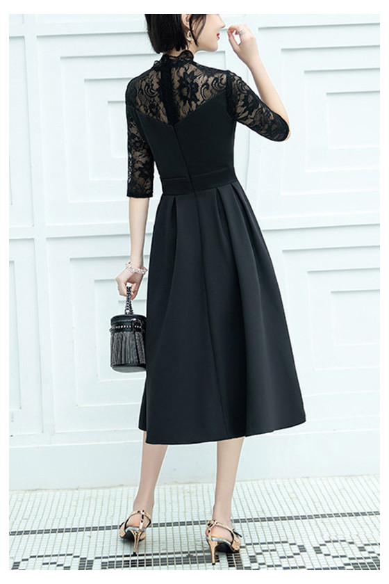 Navy Blue Semi Formal Wedding Party Dress With Lace Sleeves - $64.4832 ...