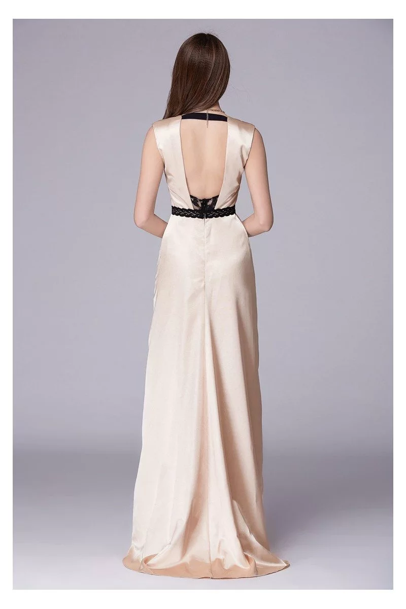 v neck satin gown