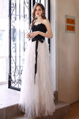 Black And White Long Tulle...