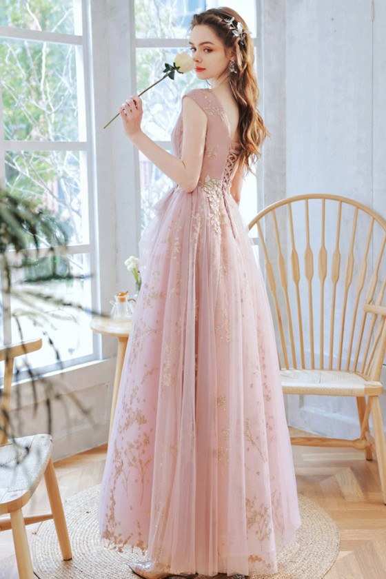 Pleated Tulle Cute Pink Ling Prom Dress With Sequin Applique - $165. ...