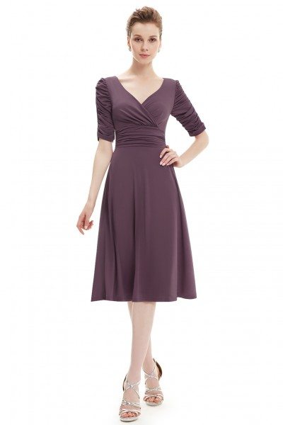 V-neck 3/4 Sleeve High Stretch Short Casual Dress - $31.96 #AS03632RB ...