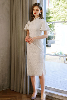 white flare dress knee length Modelyn Women Jacquard Flare Sleeve Square Neck Knee-Length Elegant White  Dress,Summer Casual Work Birthday Clothes For Tea Party