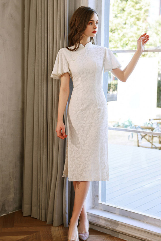 knee length short sleeve dresses Terani Couture 242C3020 - Knee Length Jacquard Sheath Dress main image 1