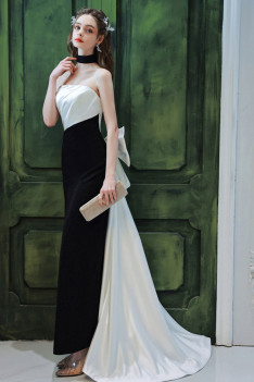 Sexy Fitted Black And White Strapless Formal Dress With Slit - $185. ...