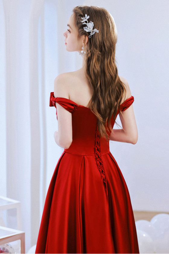 simple red ball gown