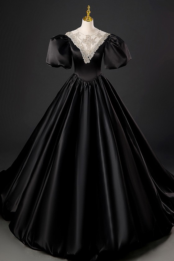 Stunning Long Black Ball Gown Prom Dress For Formal