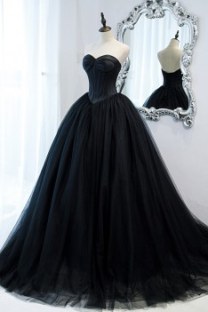 Simple Long Black Strapless Ballgown Prom Dress with Train - $189.9936 ...
