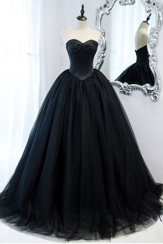 Simple Long Black Strapless Ballgown Prom Dress with Train - $189.9936 ...