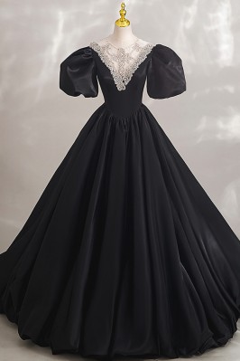Long Black Formal Ball Gown...