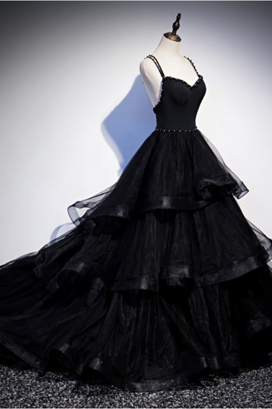 Unique Ruffled Tulle Black Prom Dress For Formal - $151.992 #MS17115 ...