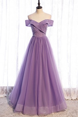 Gorgeous Purple Tulle Long...