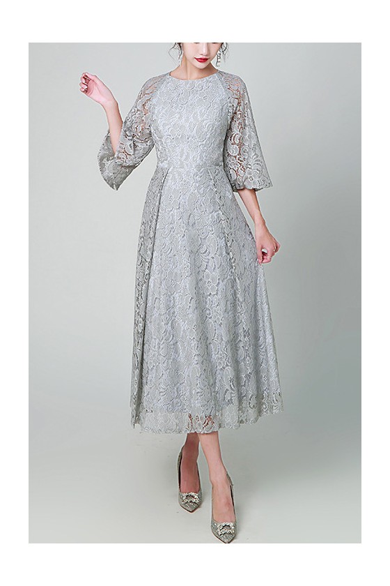 Wedding Guest Dress with Lace Sleeves ...