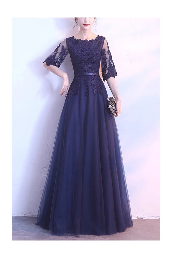 Modest Aline Lace Tulle Party Dress with Sheer Sleeves - $68.9832 # ...